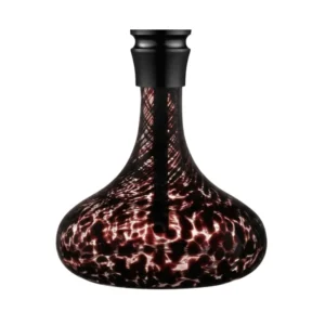 Japona Hookah Amur Yellow-Manganese cachimba rusa de gran tamaño verdadera obra maestra con mástil de madera tostada con formas enlazadas y partes en acero inoxidable, plato con parte de acero y madera y base de cristal soplado a mano con encaje a presión en The Good Shisha