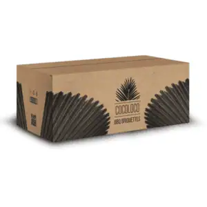 Caja 20 kilos Cocoloco 26mm de carbón natural premium de cáscara de coco indonesio en formato cubo 26x26 mm sin aditivos químicos en The Good Shisha