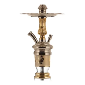 Cachimba Khalil Mamoon Mini Moagza egipcia compacta hecha a mano en bronce, cobre y acero inoxidable
