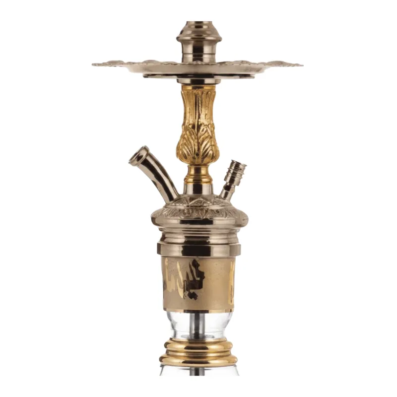 Cachimba Khalil Mamoon Mini Moagza egipcia compacta hecha a mano en bronce, cobre y acero inoxidable