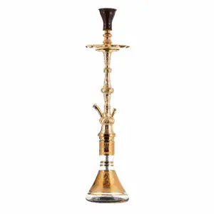 Cachimba Khalil Mamoon Messi Gold egipcia hecha a mano en bronce, cobre y acero inoxidable con acabado dorado