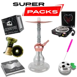 Pack cachimba Mr Shisha Rocket 2.0 de acero inoxidable y aluminio con difusor regulable, 40 cm, hornillo eléctrico, cazoleta TGS Nilo, gestor Coldprov, papel aluminio El Badia y carbón en The Good Shisha