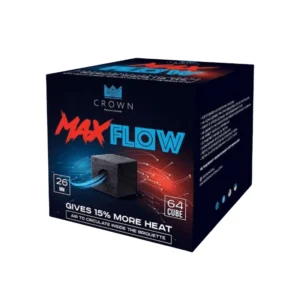 20 kg carbón Crown Max Flow conocido como el carbón del agujerito con diseño innovador para mejor circulación del aire y encendido rápido en The Good Shisha