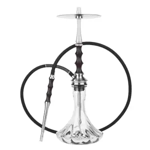 Cachimba Japona Hookah Satori rusa premium fabricada completamente en acero inoxidable V2A con difusor regulable en 4 posiciones, diseño inspirado en la arquitectura japonesa con estética minimalista, boquilla de acero y madera tratada y manguera de silicona con muelle protector en The Good Shisha
