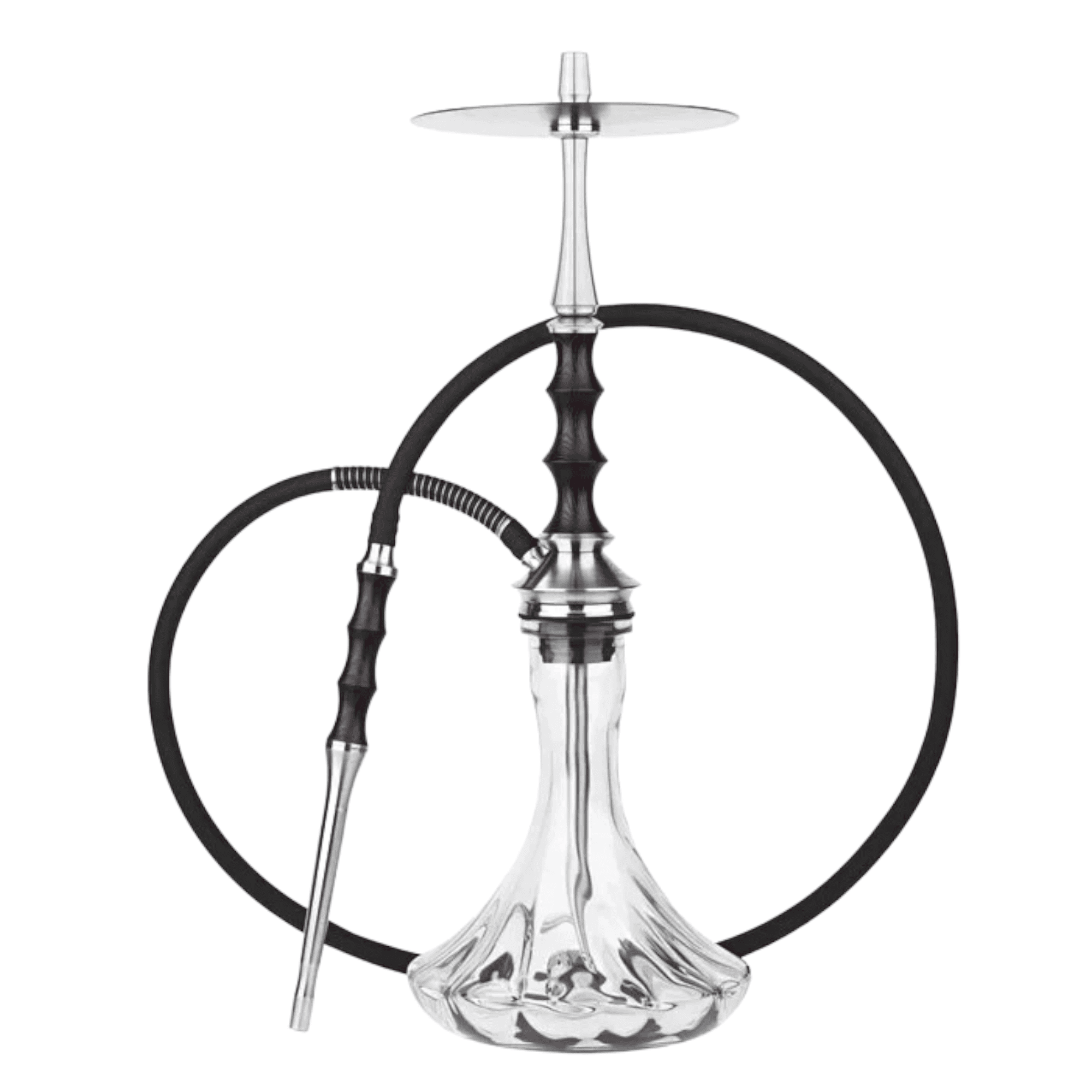 Cachimba Japona Hookah Satori rusa premium fabricada completamente en acero inoxidable V2A con difusor regulable en 4 posiciones, diseño inspirado en la arquitectura japonesa con estética minimalista, boquilla de acero y madera tratada y manguera de silicona con muelle protector en The Good Shisha