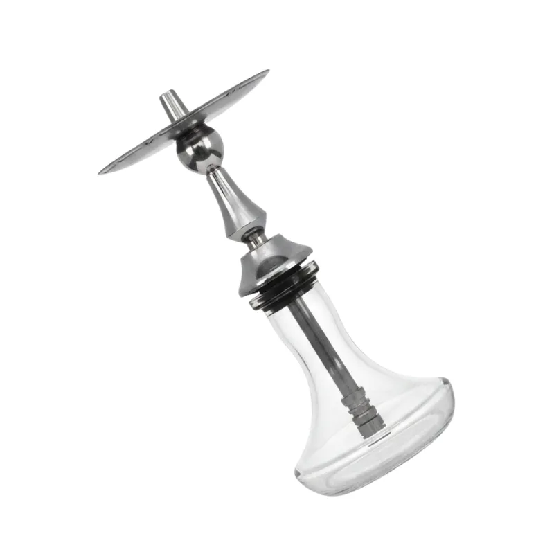Cachimba VZ Hookah V4 de 34 cm en acero inoxidable con mástil modular y recogedor de melaza diagonal