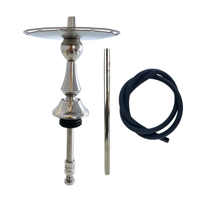 Cachimba VZ Hookah V4 de 34 cm en acero inoxidable con mástil modular y recogedor de melaza piezas