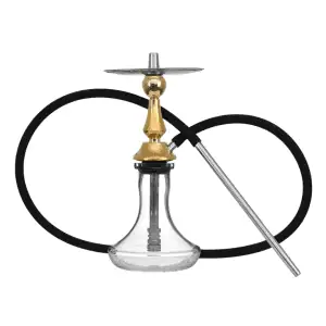 Cachimba VZ Hookah V4 Brass de 34 cm en latón con mástil modular y recogedor de melaza