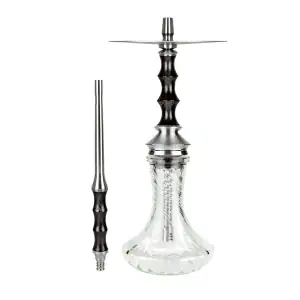 Cachimba Japona Hookah Satori rusa premium fabricada completamente en acero inoxidable V2A con difusor regulable en 4 posiciones, diseño inspirado en la arquitectura japonesa con estética minimalista, boquilla de acero y madera tratada y manguera de silicona con muelle protector en The Good Shisha