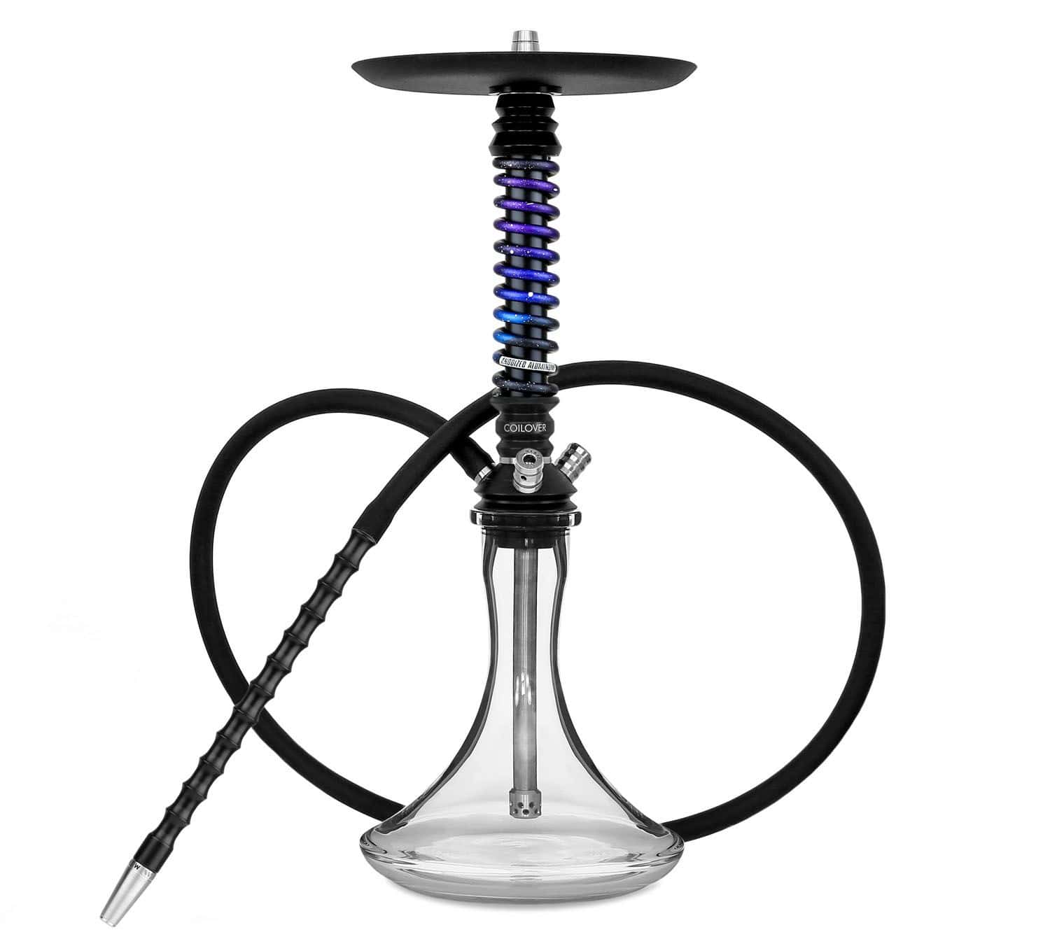 Mamay Customs Coilover Mini Black Space cachimba rusa con mástil amortiguador en acero inoxidable y boquilla a juego en negro
