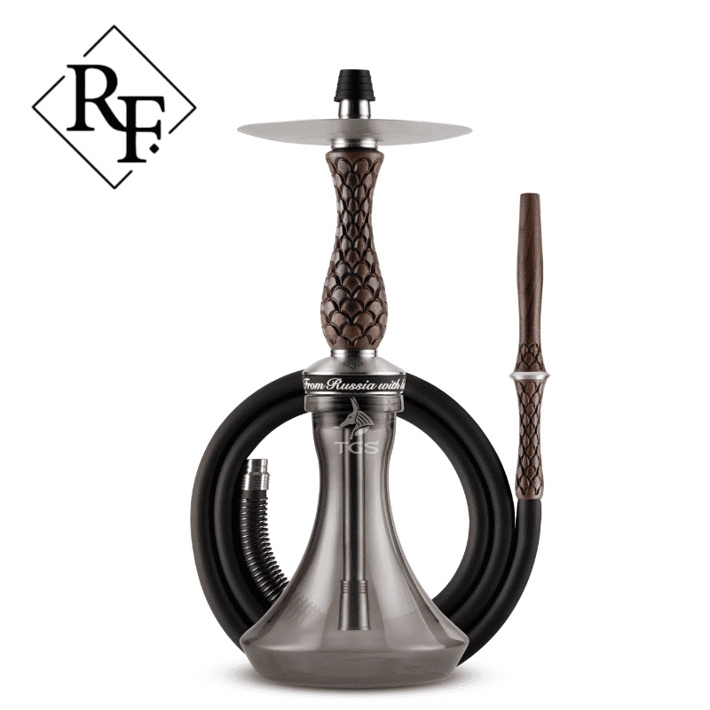 Cachimba rusa RF Hookah Mini Wood de madera exótica y acero inoxidable con purga efecto tsunami