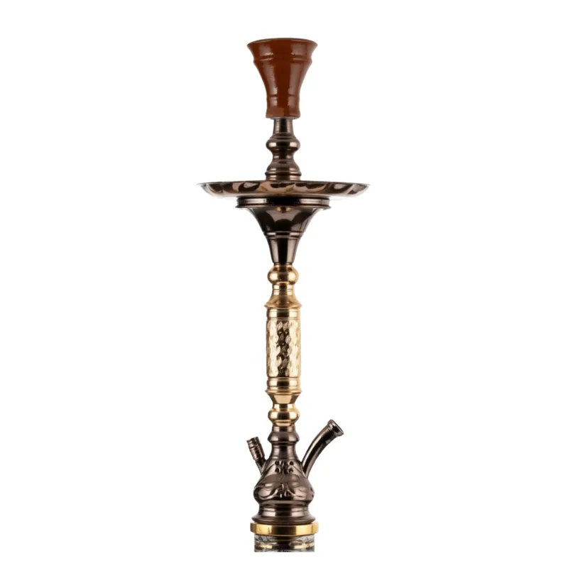Cachimba Khalil Mamoon Moses egipcia hecha a mano en bronce, cobre y acero inoxidable con base tradicional