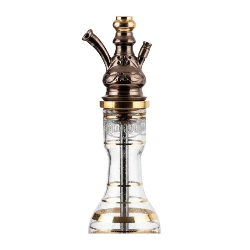 Cachimba Khalil Mamoon Moses egipcia hecha a mano en bronce, cobre y acero inoxidable con base tradicional