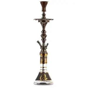 Cachimba Khalil Mamoon Dubai Cafe egipcia hecha a mano en bronce, cobre y acero inoxidable con base tradicional