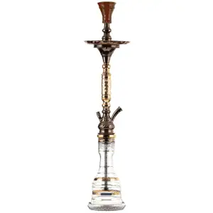 Cachimba Khalil Mamoon Moses egipcia hecha a mano en bronce, cobre y acero inoxidable con base tradicional