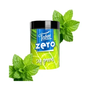 Sabor cachimba Taboo Zero elaborado con hierbas naturales sin nicotina en bote de 50 gramos disponible en sabores SXY Green, Alien Twist y más en The Good Shisha