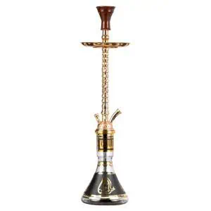 Cachimba Khalil Mamoon Balha egipcia hecha a mano en bronce, cobre y acero inoxidable con cazoleta de barro rojo