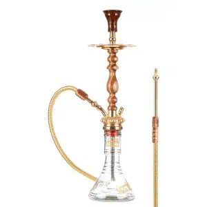 Cachimba Khalil Mamoon Old Cedar egipcia hecha a mano en bronce, cobre y acero inoxidable con base tradicional