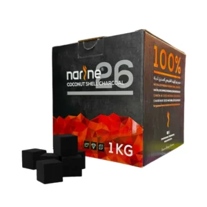 Carbón Narine 26mm 20 kilos en caja exclusiva con 20 paquetes individuales de 1 kg para máximo poder calorífico y larga duración en The Good Shisha