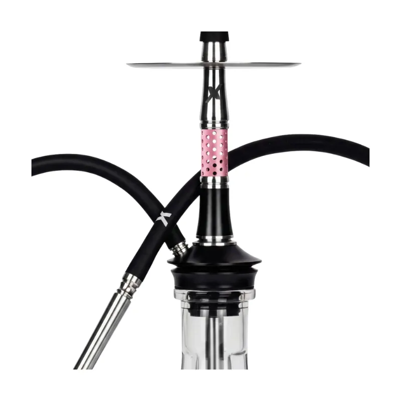 Cachimba KVZE Grid Mini alemana de 45 cm creada por los influencers @kvssel y @hookaze fabricada completamente en acero inoxidable y poliacetal, con base Pata Elefante Mini artesanalmente elaborada mediante técnica de soplado, manguera Soft, difusor, bolas de purga y conector de cazoleta en The Good Shisha