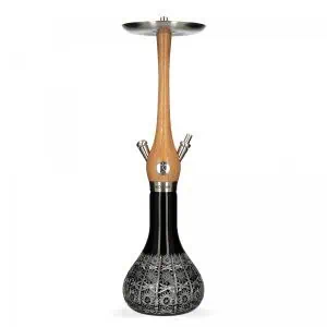 Cachimba Wookah Oak Crystal Color Starry Night en madera maciza y acero V2A con base soplada a mano