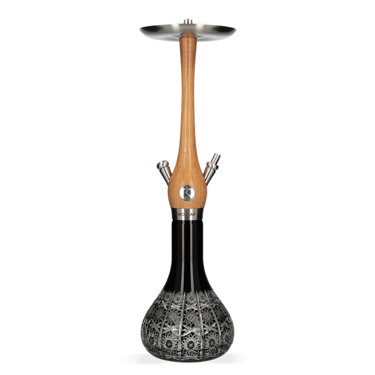Cachimba Wookah Oak Crystal Color Starry Night en madera maciza y acero V2A con base soplada a mano
