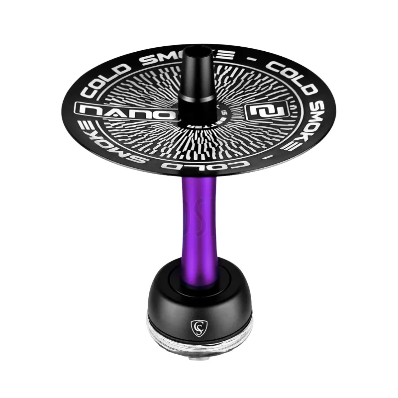 Cachimba Cold Smoke Nano portátil de la marca española Cold Smoke con bolsa de transporte, acero inoxidable, aluminio anodizado, base cristal tallada 18 cm y boquilla aluminio en The Good Shisha