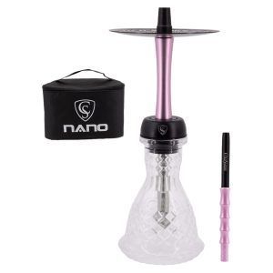 Cachimba Cold Smoke Nano portátil de la marca española Cold Smoke con bolsa de transporte, acero inoxidable, aluminio anodizado, base cristal tallada 18 cm y boquilla aluminio en The Good Shisha