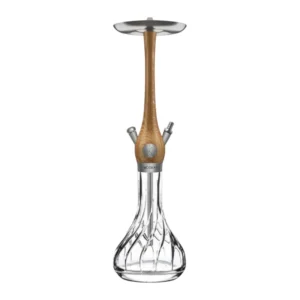 Cachimba Wookah Mastercut Venti Oak en madera maciza y acero V2A con base de cristal soplada a mano