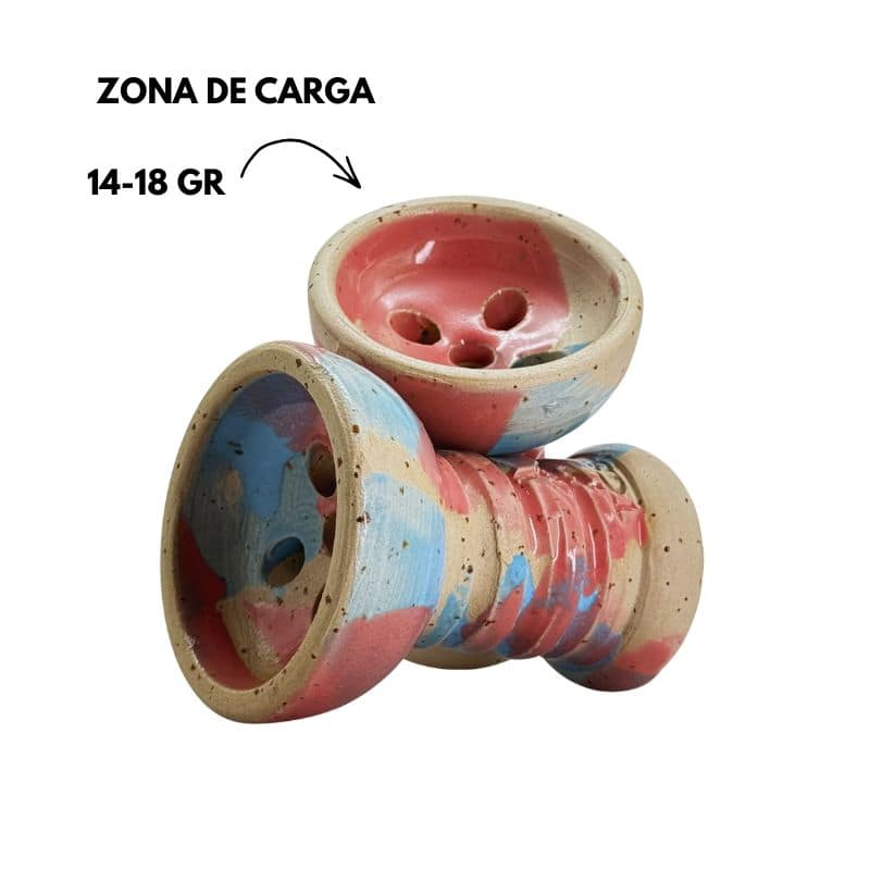 Primer plano de la zona de carga de la cazoleta TGS Tartaria mostrando sus cinco orificios y el esmaltado artesanal.