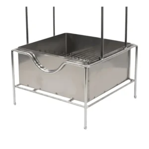 Carbonera cuadrada para cachimba en aluminio y acero con rejilla separadora y soporte antiquemaduras interior grande