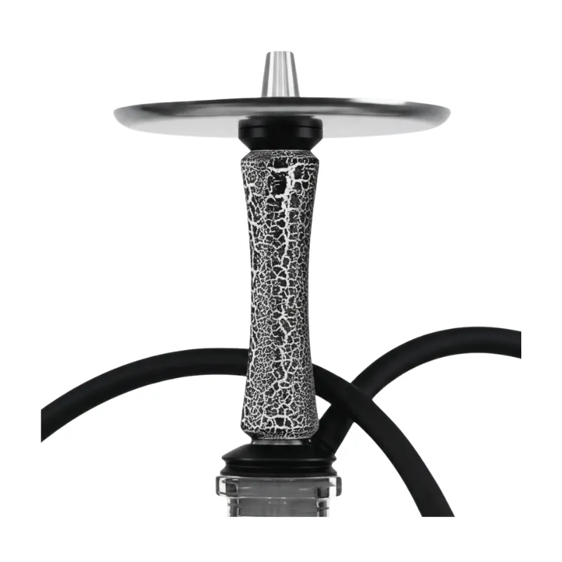 Cachimba Geometry Hookah Techno Metal Steel rusa de 55 cm totalmente fabricada en acero inoxidable con purga por todo el recorrido del mástil, efecto visual hipnotizante, plato con saliente para pinzas, base de cristal y manguera de silicona en The Good Shisha