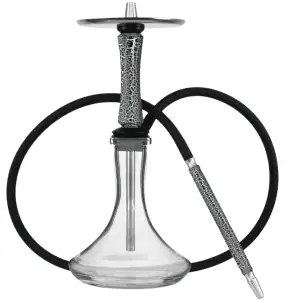 Cachimba Hawk Hookah One rusa premium exclusiva en The Good Shisha en acero inoxidable V2A, cámara de poliacetal, mástil de madera natural tratado, pionera mundial en sistema de purga por el plato, con base, manguera, boquilla V2A y boquilla de madera incluidas