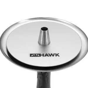 Cachimba Hawk Hookah One rusa premium exclusiva en The Good Shisha en acero inoxidable V2A, cámara de poliacetal, mástil de madera natural tratado, pionera mundial en sistema de purga por el plato, con base, manguera, boquilla V2A y boquilla de madera incluidas