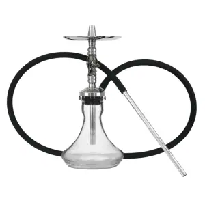 Cachimba Honey Sigh Mini Exclusive edición limitada rusa fabricada en acero inoxidable de primera calidad europea con inserto decorativo artesanal reproduciendo figuras extravagantes, tiro medio, purga vertical estilo ruso, base, plato, boquilla acero inox y manguera silicona Soft Touch en The Good Shisha