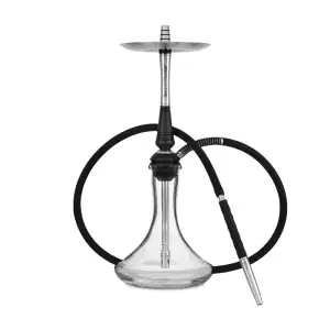 Cachimba Iron Rose Ultra rusa premium fabricada en acero inoxidable V2A y poliacetal sin necesidad de junta de goma para acoplar la cazoleta, con difusor regulable en el tubo de inmersión, base rusa, manguera de silicona y boquilla incluidas en The Good Shisha
