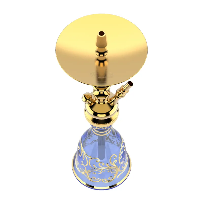 Cachimba MIG Tradi Mini Blue Gold de latón con base de cristal de bohemia