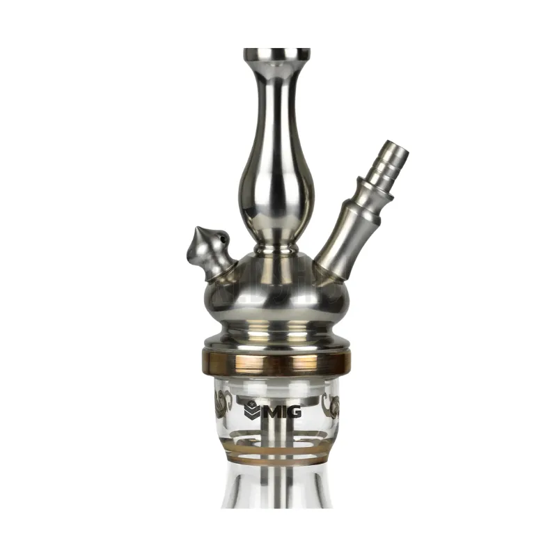 Cachimba MIG Tradi Nano V2A de acero inoxidable con base de cristal de bohemia