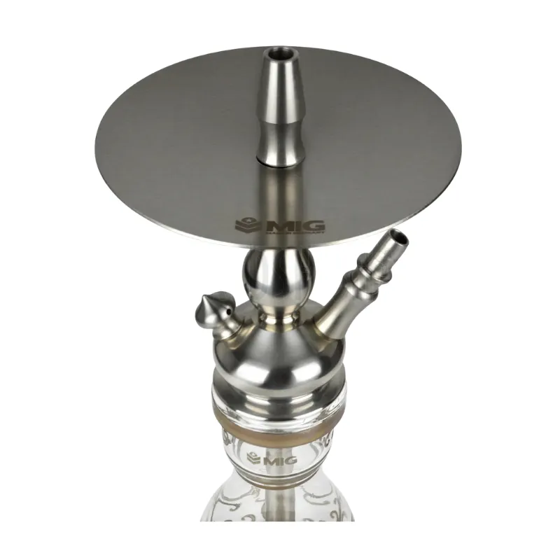 Cachimba MIG Tradi Nano V2A de acero inoxidable con base de cristal de bohemia
