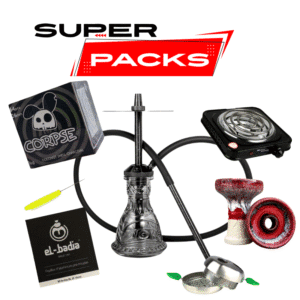 Pack cachimba Mr Shisha Baby de acero inoxidable con base tallada, hornillo eléctrico, cazoleta de calidad, gestor de calor, manguera, pinzas y carbón en The Good Shisha