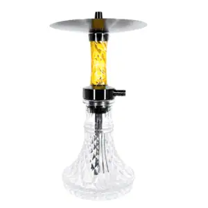 Cachimba Helium Moebius española de 40 cm en acero inoxidable con base tallada y difusor regulable