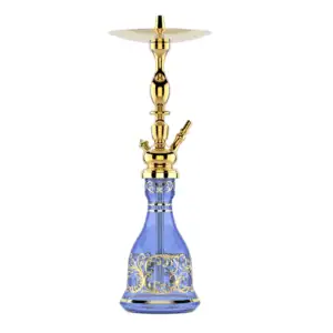 Cachimba MIG Tradi Mini Blue Gold de latón con base de cristal de bohemia