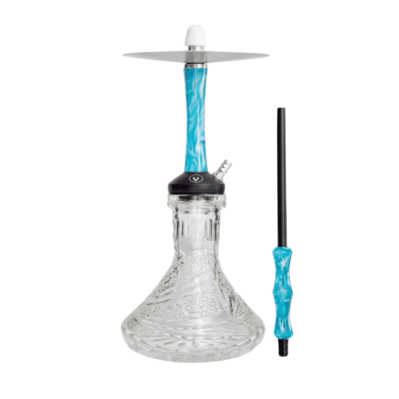 Cachimba Diavla Hookah Kharma Mini española de 36 cm en acero inoxidable V2A con cámara de nylon, difusor regulable y base réplica MIG en The Good Shisha
