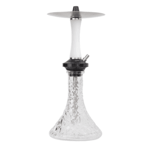 Cachimba Diavla Hookah Turbo española de 47 cm en acero inoxidable V2A con cámara de poliacetal reforzada con fibra de carbono, sistema de purga con 16 salidas y base transparente tallada en The Good Shisha
