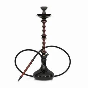 Cachimba Japona Hookah Shuriken Vengue rusa premium de 72 cm la más alta del catálogo, inspirada en la arquitectura tradicional japonesa, fabricada en madera vengué tratada al agua, con cámara en aluminio anodizado y acero inoxidable y base de cristal templado negro brillante en The Good Shisha