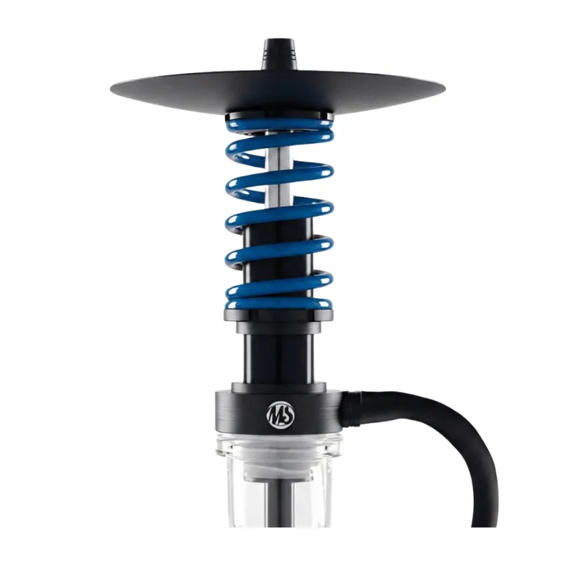 Cachimba MS Sport Mashisha con excelente relación calidad-precio, diseño innovador con mástil en forma de muelle de estética moderna y llamativa, fabricada con aluminio de alta calidad tan ligera como resistente, set completo con base de vidrio, cuerpo MS Sport, boquilla, platón para ceniza, cazoleta de silicona, pinzas y manguera de silicona en The Good Shisha
