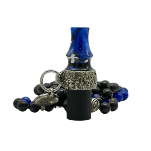 Boquilla Japona Hookah Mini hecha a mano en resina natural con anillo de latón tallado blue