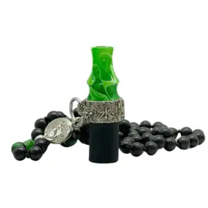 Boquilla Japona Hookah Mini hecha a mano en resina natural con anillo de latón tallado green
