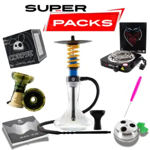 Pack cachimba MS Sport de la marca Mashisha en aluminio anodizado con vidrio grueso, manguera de silicona, cazoleta TGS Nilo, gestor Provost, papel aluminio, punzón y carbón en The Good Shisha