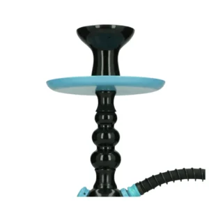 Cachimba El Badia Celeste Black Edition en acero inoxidable y aluminio con manguera de silicona mastil